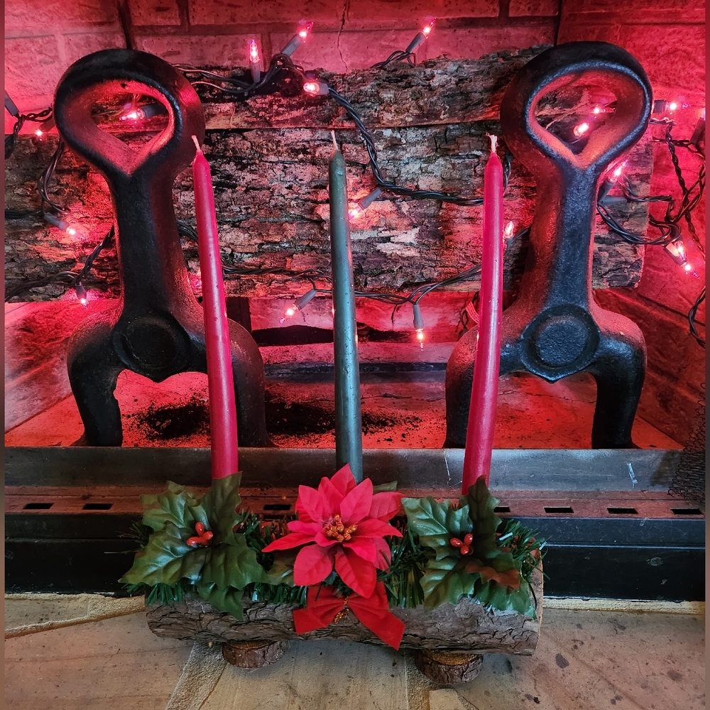 🎄Handmade Log Candle Holder🎄